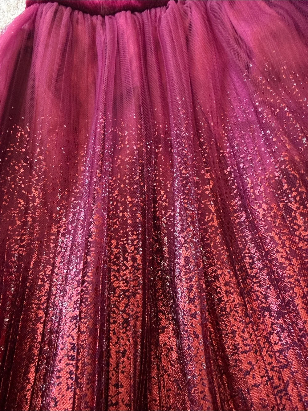 Zunie Girls Sleeveless Velvet Pleated Glitter Tulle Dress Burgundy Nordstrom new